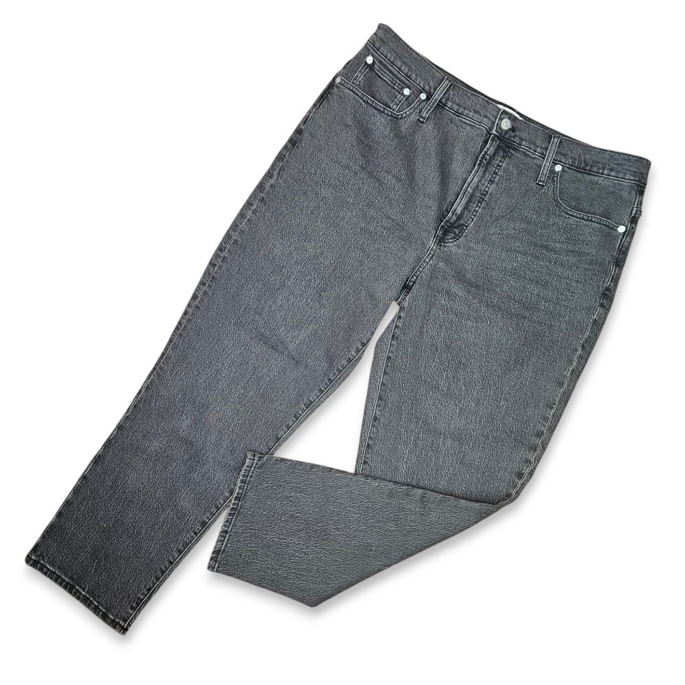 Madewell Size 33 Jeans Perfect Vintage Black Grey Wash High Rise Ankle Stretch